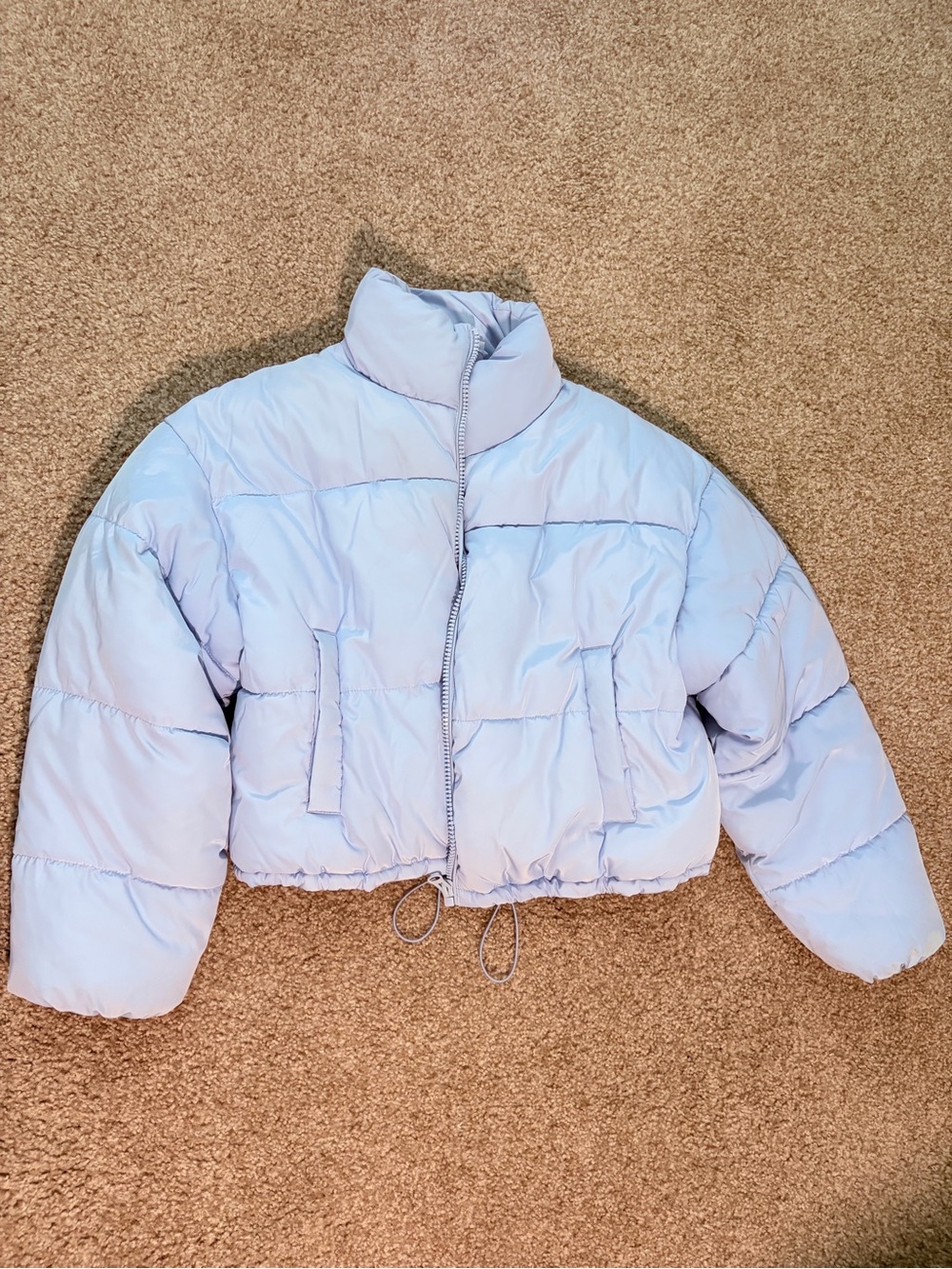 H&M Light Blue Cropped Puffer Jacket